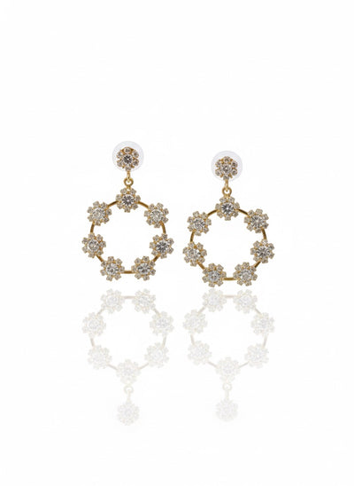 Bridal Crystal Circle Drop Earrings