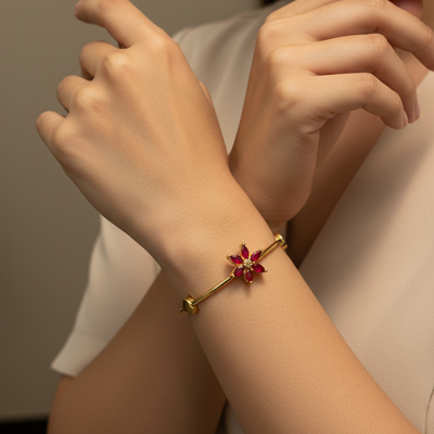 Bangles With Red Floral Design