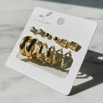 Earring combo Set: 6 Pairs for Every Style - Studs, Hoops & Dangles