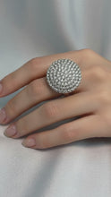 Elegant Silver Dome Ring with Crystal Detailing